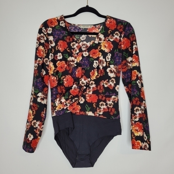 Zara Floral And Black Body Suit - Picture 3 of 12